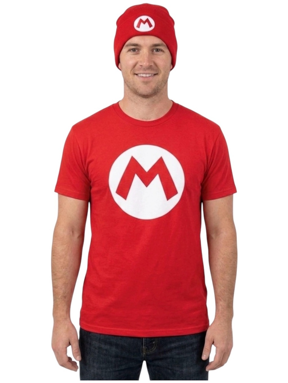 Nintendo Mario Bros Tshirt Hat Beanie Red White M Halloween Costume Rapper